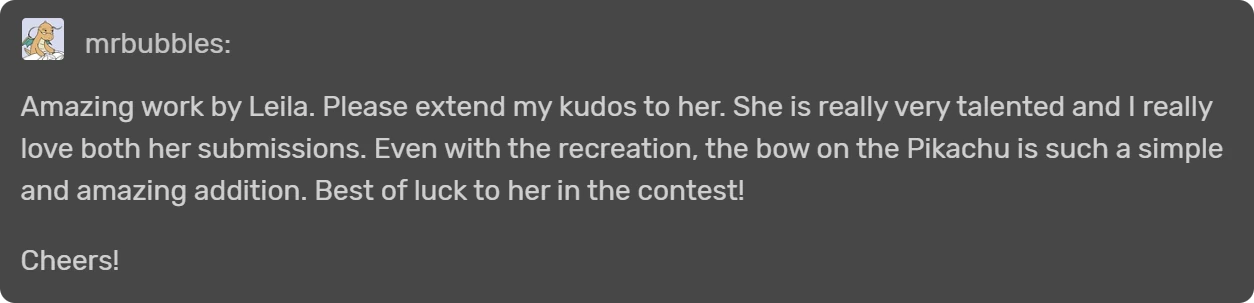 Comment from user mrbubbles
